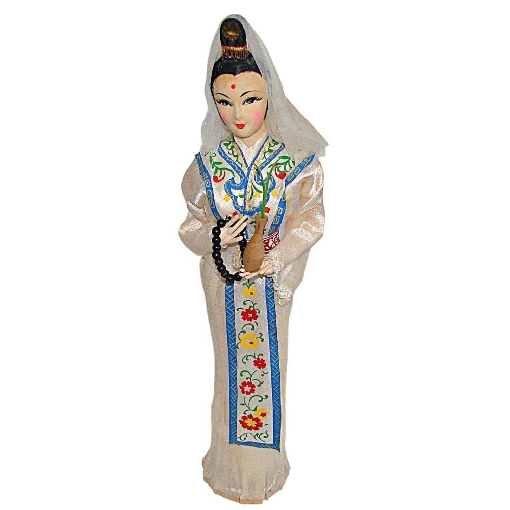 Vintage Oriental Asian Geisha Girl Doll Souvenir Traditional Kimono Wear 15.5"
